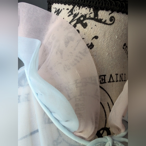Vintage 1960s Womens Chiffon Baby Blue Floaty Nightgown Robe Size S/M - Picture 6 of 9